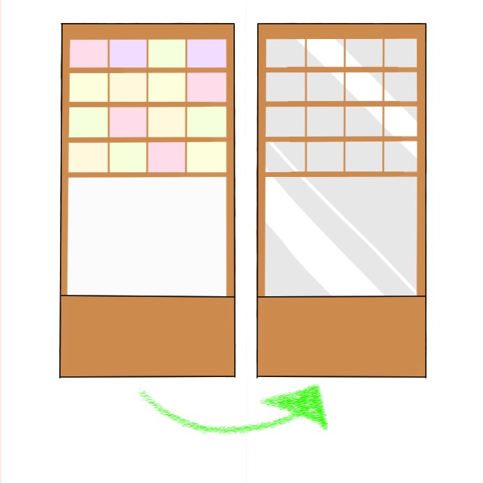 ガラスをアクリルにイラスト